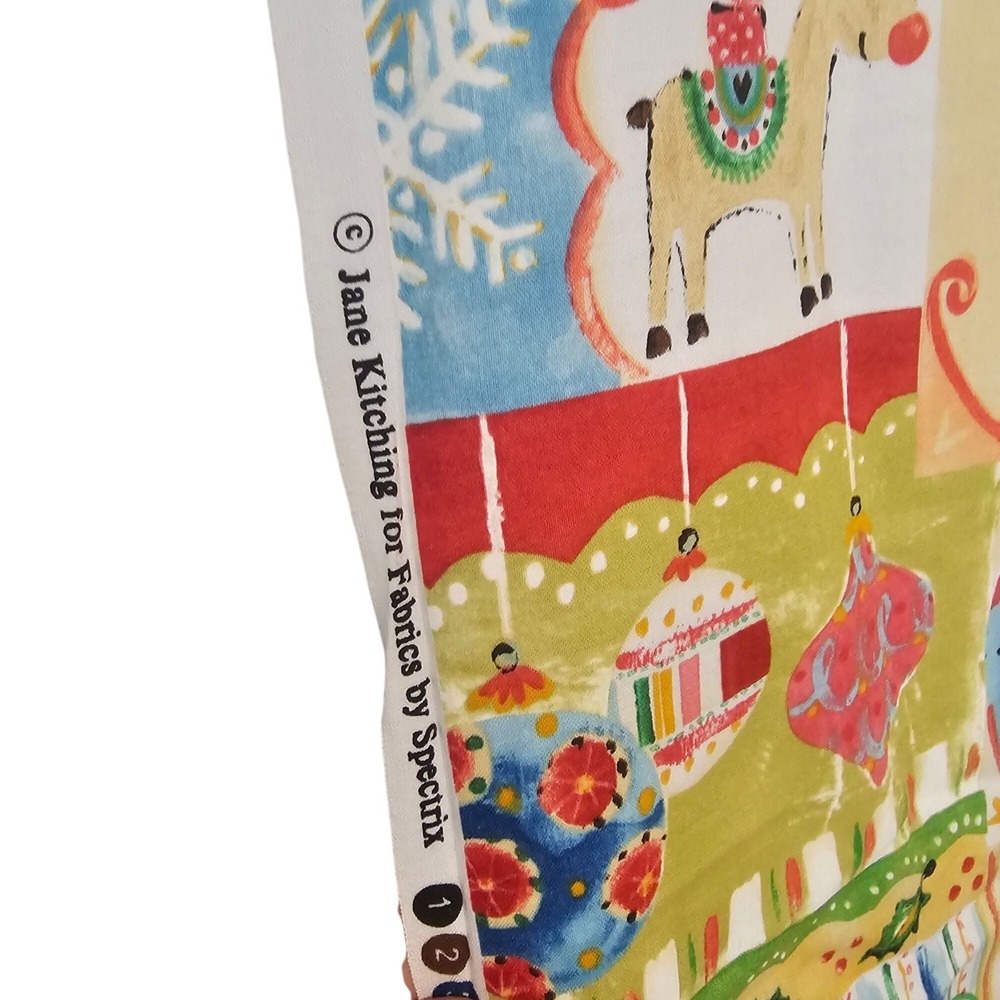 Jane Kitching for Spectrix Christmas Holiday Cotton Fabric 42x58" Santa Snowman - Picture 4 of 15